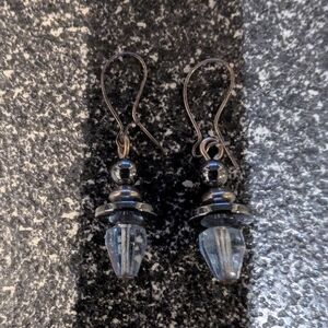 Elegant Silver and Black Drop Earrings